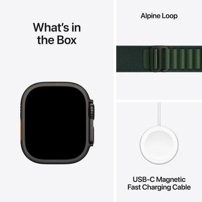 - Apple Watch Ultra 2 (2024) 49mm Black Titanium Case with Dark Green Alpine Loop (,  2)