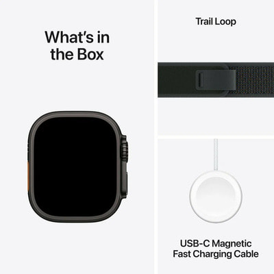 - Apple Watch Ultra 2 (2024) 49mm Black Titanium Case with Black Trail Loop (,  2)