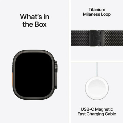   Apple Watch Ultra 2 (2024) 49  Black Titanium Case GPS + Cellular, Black Milanese Loop (,  4)