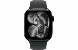Apple Watch S11 42mm Jet Black Aluminum Case with Black Sport Band.  2