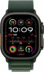 - Apple Watch Ultra 2 (2024) 49mm Black Titanium Case with Dark Green Alpine Loop.  2
