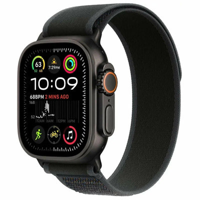 - Apple Watch Ultra 2 (2024) 49mm Black Titanium Case with Black Trail Loop ()