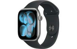 Apple Watch S11 46mm Space Gray Aluminum Case with Black Sport Band